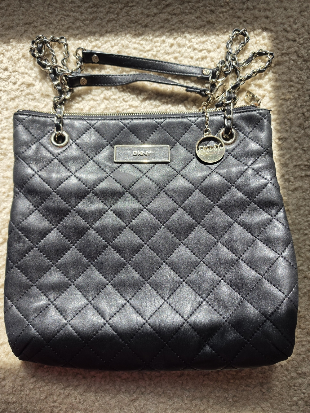 DKNY Quilted Chain-Handle Shoulder Bag in Black